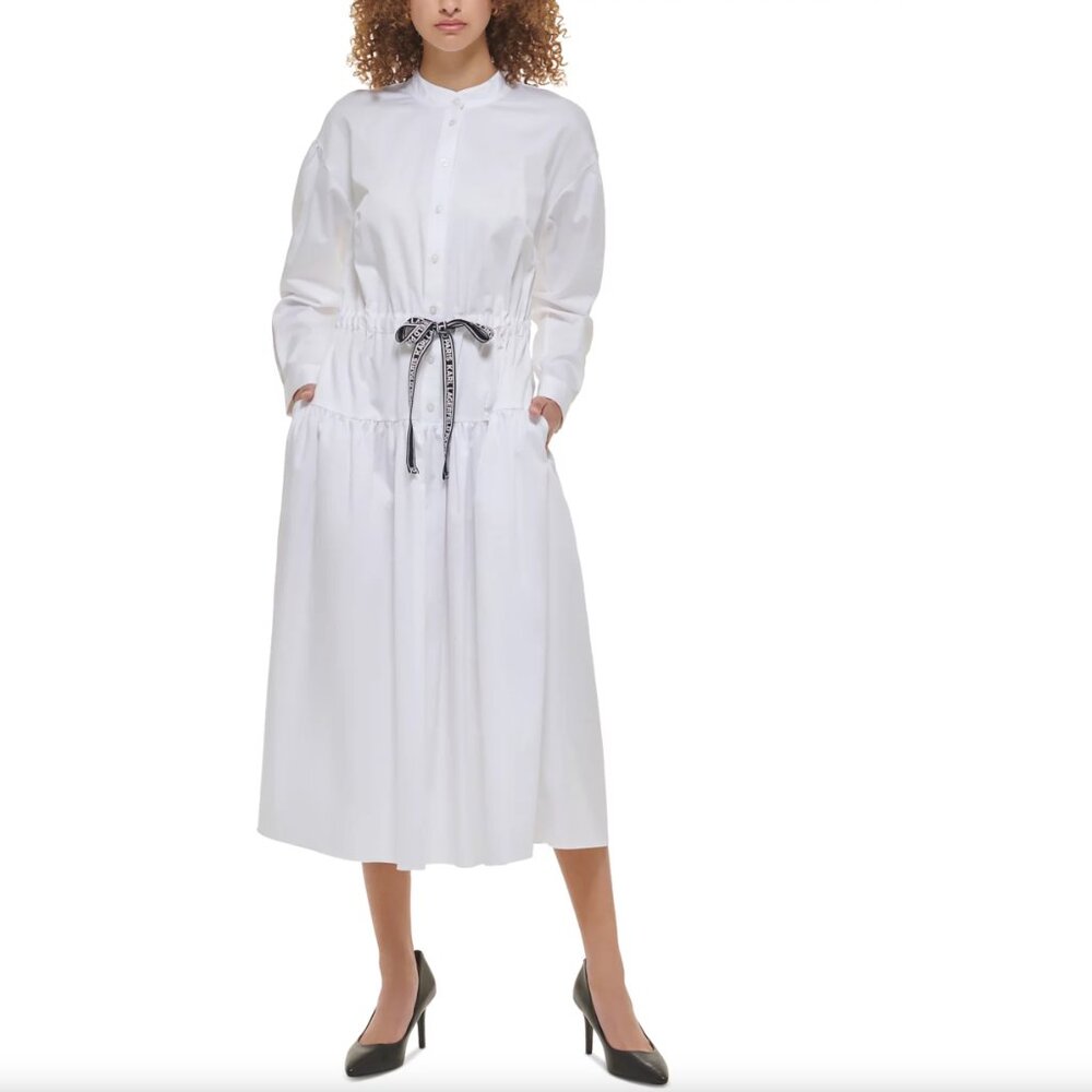 KARL LAGERFELD PARIS Women's Cotton Tie-Waist Maxi Dress pre-owned